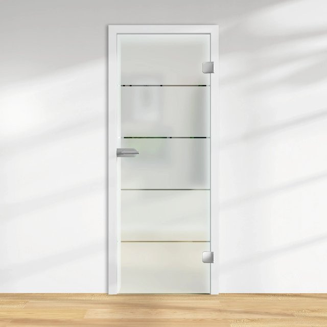Skyscope Glasdrehtür ESG Floatglas Dekor Siebdruck Weiß, Rechtsanschlag, H x B x T: 197,2 x 70,9 x 0,8 cm - Bild 1
