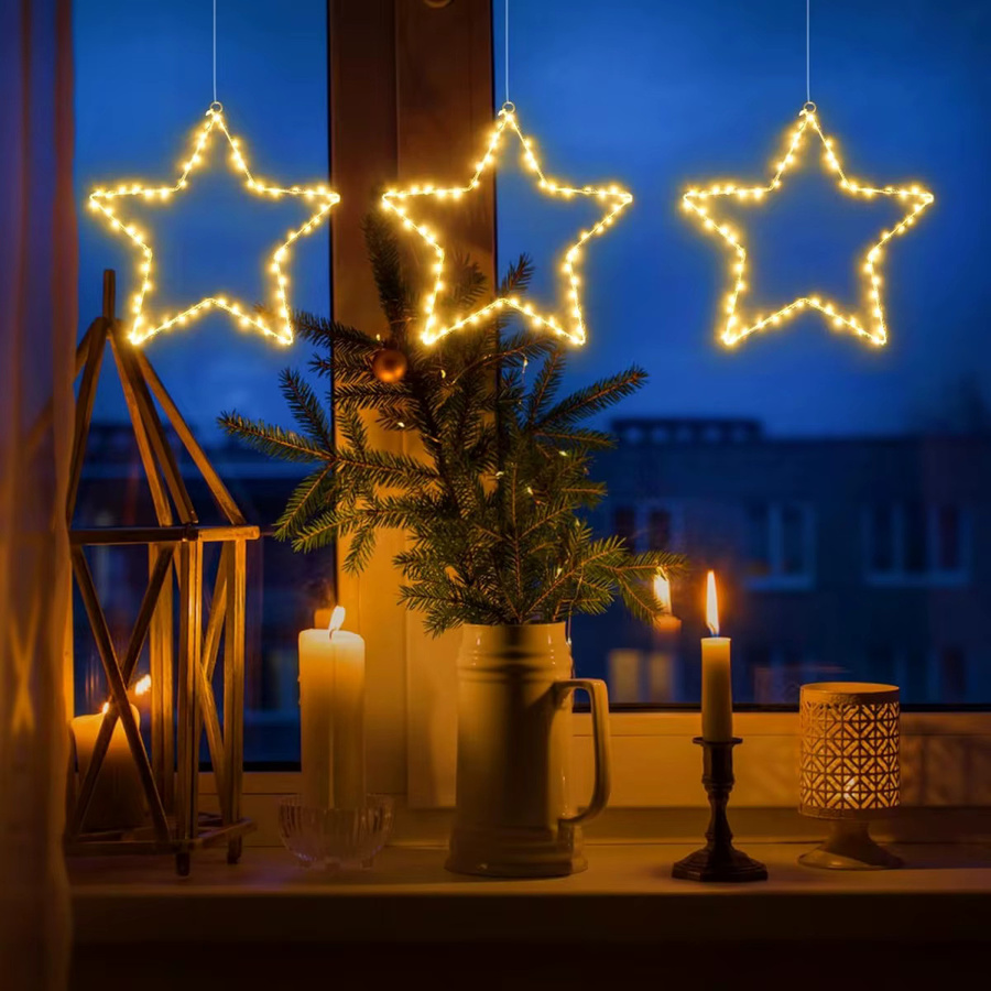 Peach Forest Weihnachts-Fenster-Sternlichter batteriebetrieben mit 8 Beleuchtungsmodi für Innen und Außen - Bild 2