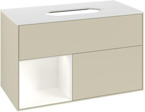 V&B Waschtischunterschrank Finion in Weiß und Grau lackiert, Breite: 100 cm, Tiefe: 60,3 cm - Bild 1