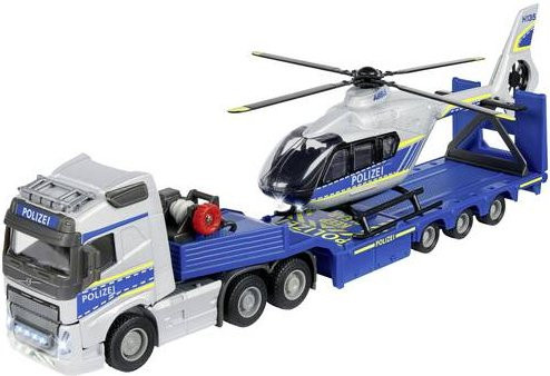 Majorette Polizei Set mit Volvo Truck und Airbus H135/H145 Hubschrauber Modellautos - Bild 1