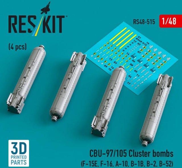 ResKit Models CBU-97/105 Cluster Bombs, 4-teiliges Set, 3D Printed - Bild 1