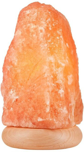 Lamkur Salzleuchte aus Holz in Orange und Beige mit E14 Fassung, B/H/T: 23 x 23 x 19 cm - Bild 1