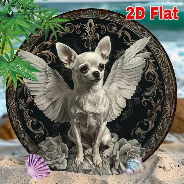 Potdemiel Dekoratives Metallschild Chihuahuas mit Flügeln in Mehrfarbig, Vintage Design, B/H: 30 x 20 cm - Bild 1