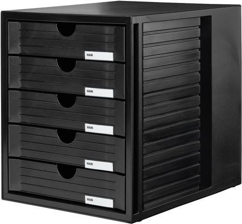 HAN Systembox 1450-13 Schubladenbox Schwarz für DIN A4 und DIN C4 mit 5 Schubfächern - Bild 1