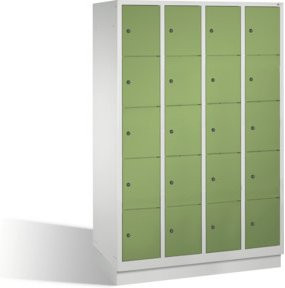 C+P Fächerschrank Classic auf Sockel mit 20 Fächern, Front Resedagrün, Korpus Lichtgrau, H x B x T: 180 x 119 x 50 cm - Bild 1
