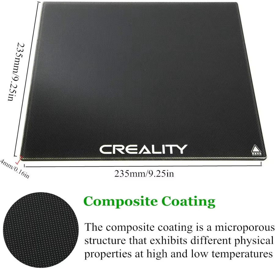Creality Karborund-Glasbett-Plattform für Ender 3, Ender-5 Pro und Ender 3V2, Farbe: Schwarz, B/T/H: 235 x 235 x 4 mm - Bild 2