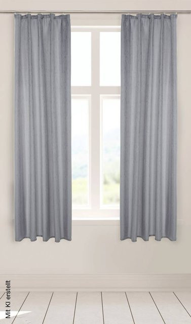 Dekovorhang Tessin Silver Edition, silber, gestreift, halbtransparent, B: 140 cm, H: 175 cm - Bild 1