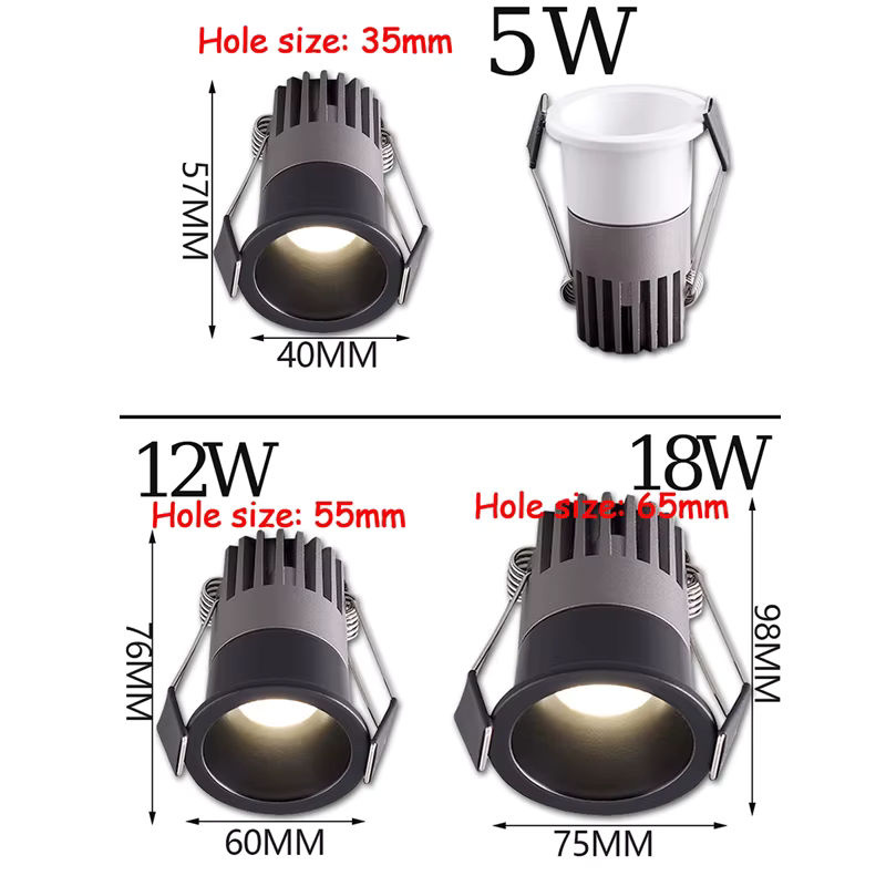 KAISANXINYI Dimmbare LED Einbauleuchte aus Aluminium in Silber für Home Office und Store - Bild 2