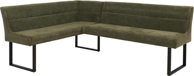 MCW Eckbank MCW-O81 in Grün mit Chenille Stoff und Metallgestell, B/T/H: 159 x 84 x 210 cm - Bild 1