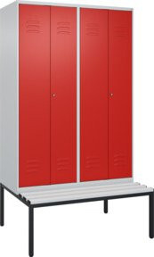 C+P Spind Classic PLUS Schwarz-Weiß Sitzbank mit 4 Abteilen und untergebauter Sitzbank aus Kunststoff, B/T/H: 212 x 120 x 81,5 cm - Bild 1