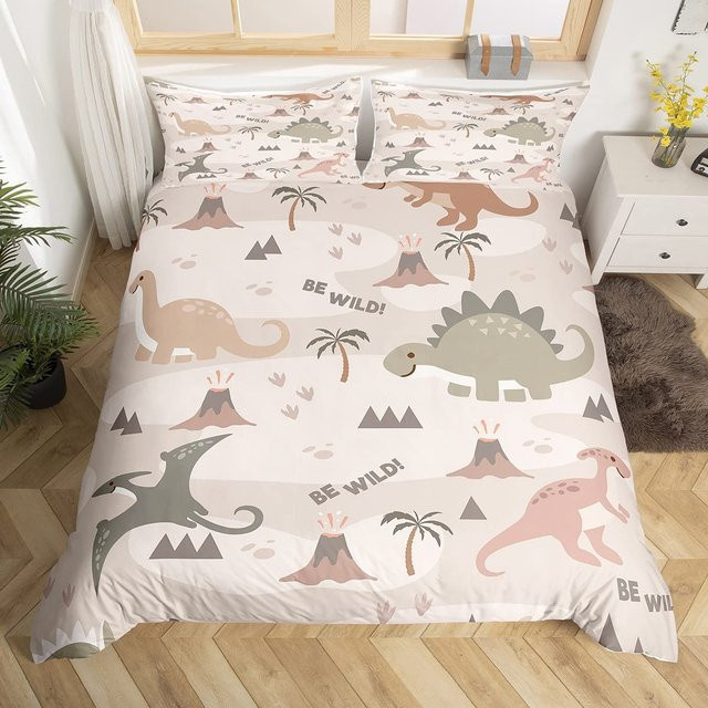 Binchi Outdoor Product Dinosaurier Bettwäsche-Set für Kinder mit Motiv Dschungeltiere, Mehrfarbig, B/H: 135 x 200 cm - Bild 1