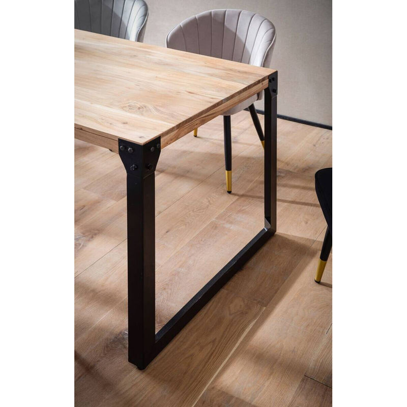 Esstisch aus Akazie Massivholz in Braun mit Eisengestell, B/T/H: 120 x 60 x 76 cm - Bild 3