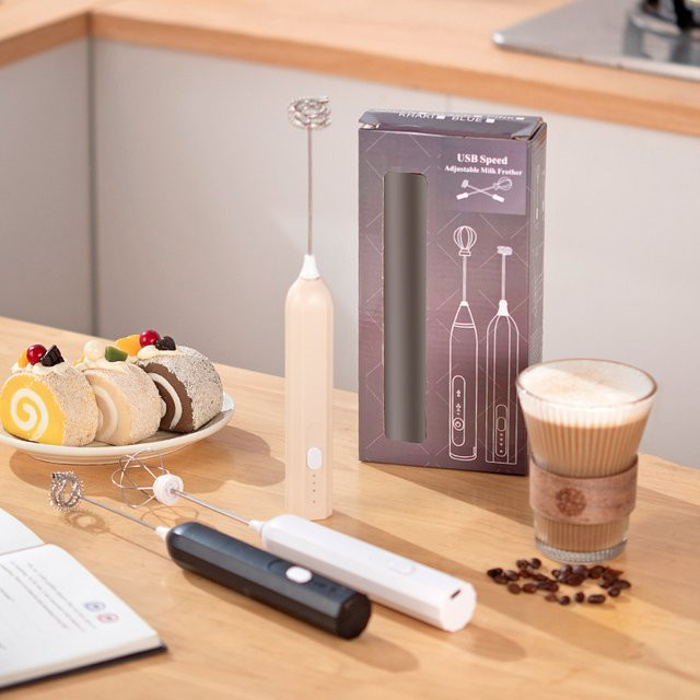 XIADYINJIA Elektrischer Milchaufschäumer und Handmixer in Weiß mit 3-stufiger Einstellung für Sahne, Teig und Kaffeespezialitäten - Bild 1