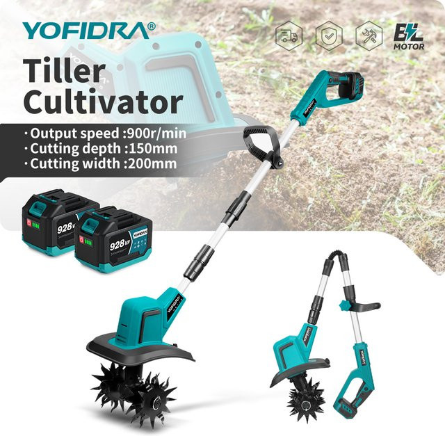 YOFIDRA Bürstenloser Elektrischer Gartenfräser 1500W Tragbarer Kabelloser Rasenmäher und Rasentrimmer in Türkis für Makita LXT Akku - Bild 1