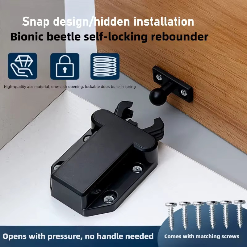 Push-to-Open-Schrankverschluss in Weiß, nicht-magnetische Berührungssperre als Türstopper mit Rückprall-Selbstverriegelung für Schrank, Schublade und Garderobe - Bild 3