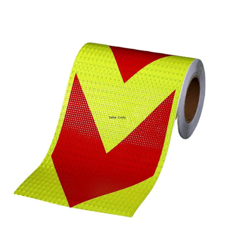 Reflektierendes Warnband in Rot mit Pfeil-Motiv, wasserfeste fluoreszierende Reflexionsfolie, Breite: 20 cm, Länge: 5 m - Bild 4