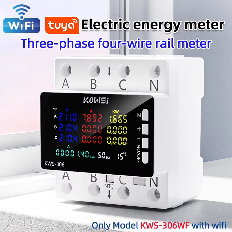 TUYA Smart Wifi oder No Wifi 3-Phasen Energie-Messgerät für die DIN-Schiene, AC 85-290 V Stromüberwachungsschalter in Weiß - Bild 4