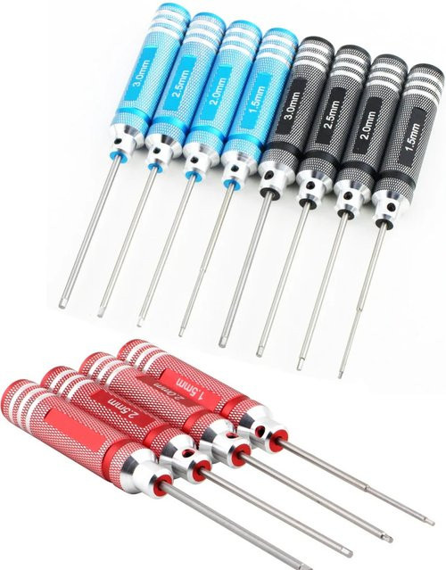 RC-Werkzeuge 4er Set Sechskant-Schraubendreher mit Titanbeschichtung in Blau, gehärteter Stahl, Größen 1,5 mm, 2,0 mm, 2,5 mm und 0,5 mm für RC-Modelle und Hubschrauber-Zubehör - Bild 1