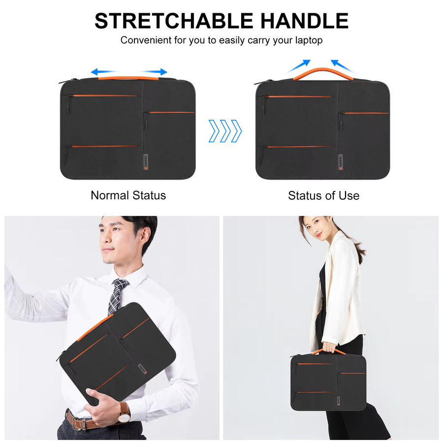HAWEEL Schutzhülle für Laptops und Notebooks als Aktentasche mit Reißverschluss, grau, passend für 13 Zoll, 14 Zoll und 15 Zoll MacBook und Computertasche - Bild 5