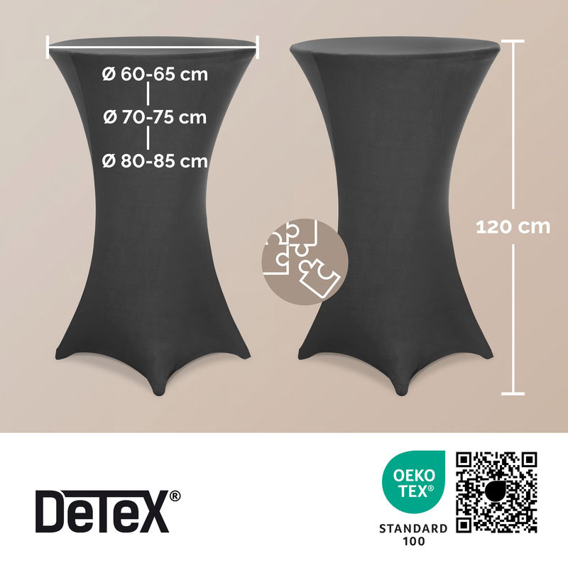2er-Set Stehtischhusse Anthrazit Ø 60 cm aus elastischem Polyester-Elastan-Mix mit Detex® Ausrüstung - Bild 2