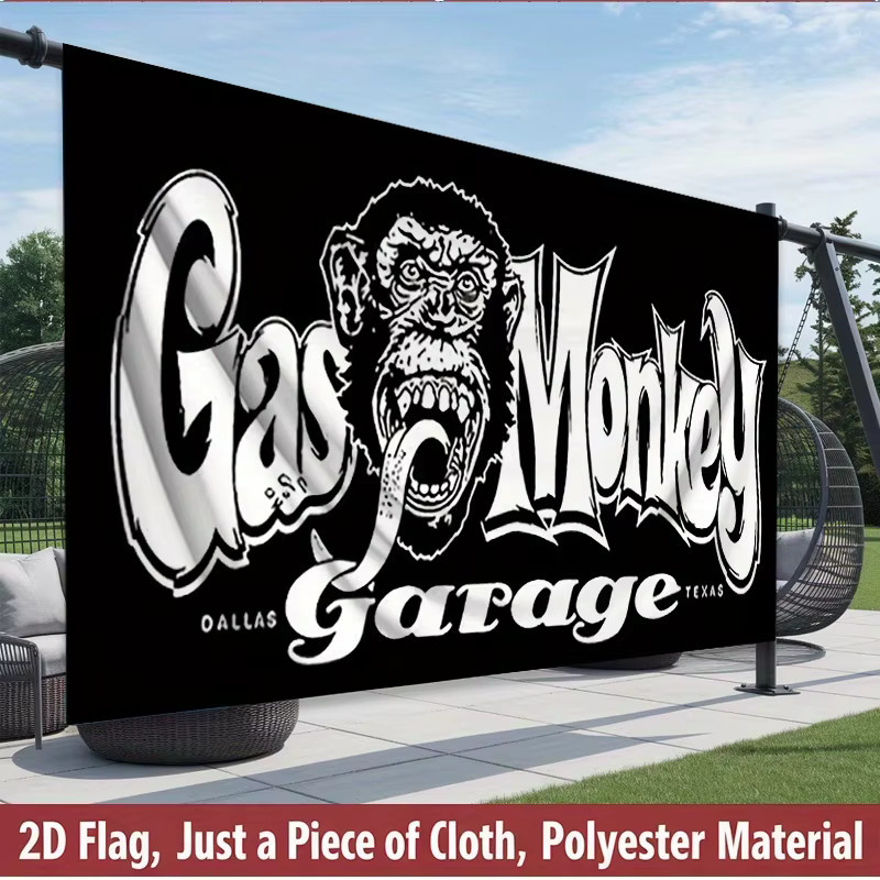 VIKAMA Gas Monkey Garage Wandteppich im amerikanischen Retro-Stil, Mehrfarbig, Breite: 40 cm, Höhe: 40 cm - Bild 2