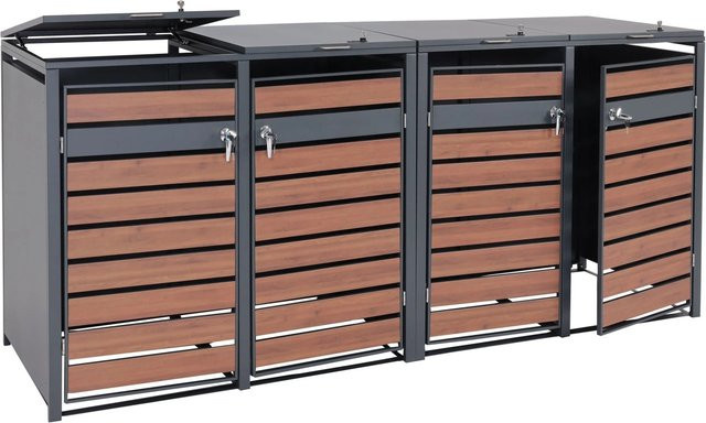 PROREGAL Mülltonnenbox XL aus verzinktem Stahl in Anthrazit und Dunkelbraun, B/T/H: 284 x 117 x 98 cm - Bild 1
