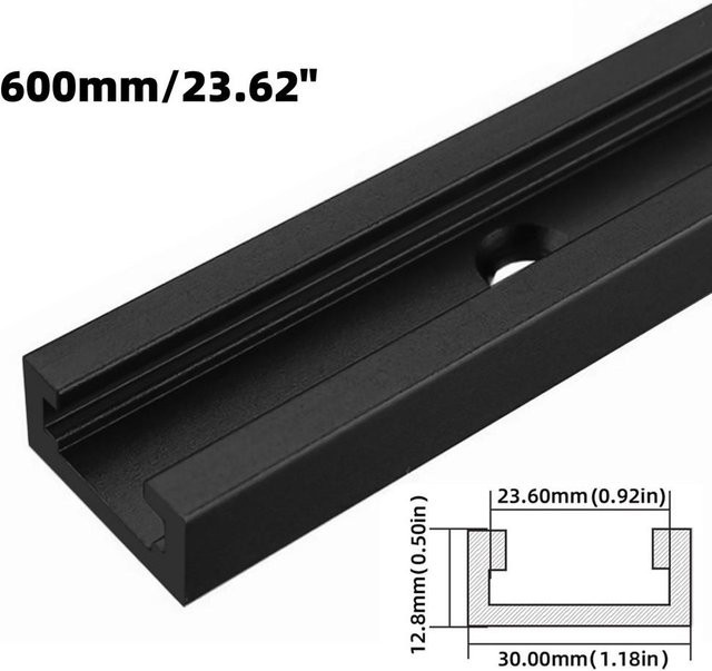 T-Nut Profilschiene aus Aluminiumlegierung in Schwarz, Länge: 600 mm, Breite: 30 mm - Bild 1
