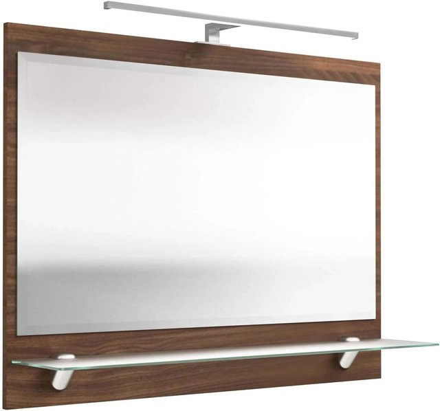 Posseik Spiegel Laonda in Walnuss mit Milchglas, Breite: 90 cm, Höhe: 68 cm, Tiefe: 20 cm - Bild 1