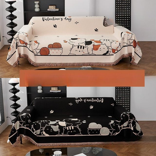 Super Six Anti-Katzenkratz Chenille Sofaüberwurf rutschfest und atmungsaktiv, B/B/H: 180 x 130 cm, Farben: Grün, Orange, Mehrfarbig - Bild 1