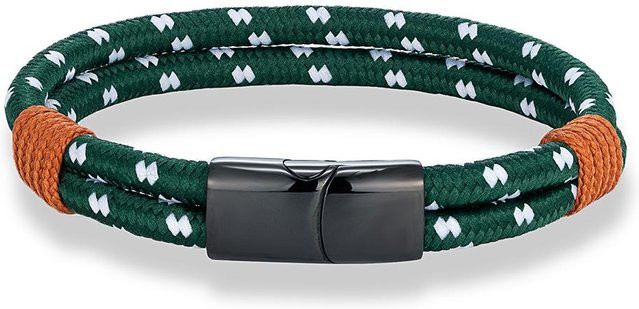 Armband Edelstahl, schwarzes nautisches Seil, grün, Unisex, 23cm - Bild 1