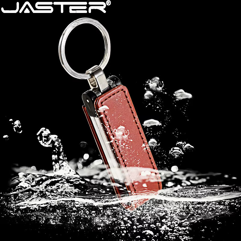 Jaster USB-Flash-Laufwerk mit Leder und Schlüsselbund in Schwarz, Rot oder Braun mit 128 GB Kapazität - Bild 2