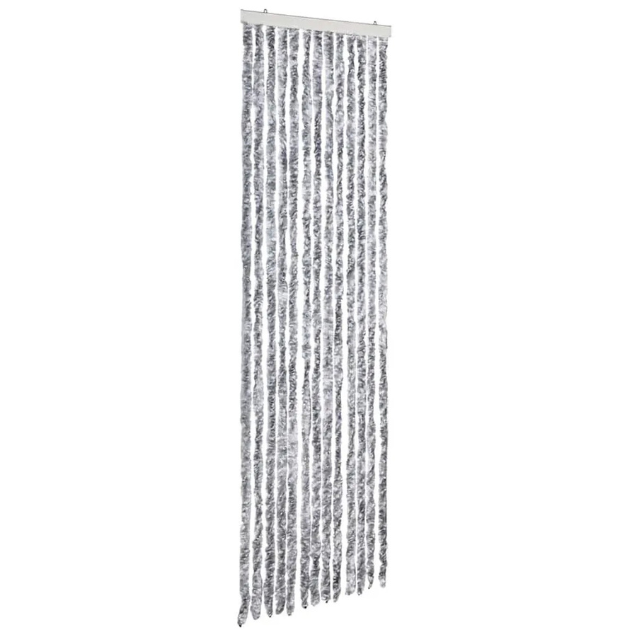 vidaXL Insektenschutz-Vorhang aus Chenille in Weiß und Grau, thermoisolierend, Breite: 56 cm, Höhe: 185 cm - Bild 2