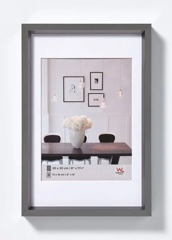 Steel Style Bilderrahmen in Grau mit Passepartout und Glas, rechteckig, B/H: 30 x 20 cm - Bild 1