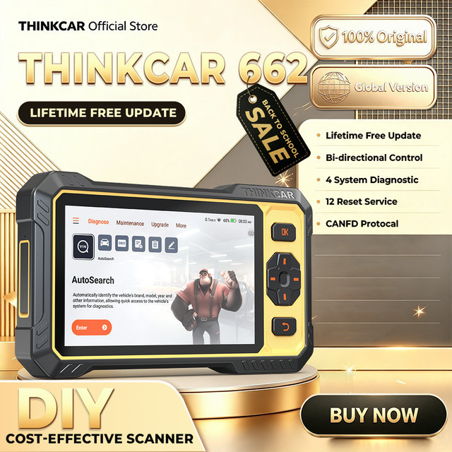THINKCAR ThinkScan 662 Bidirektionales Diagnosegerät mit CANFD und OBD2-Scanner in Schwarz mit 12 Reset-Funktionen - Bild 1