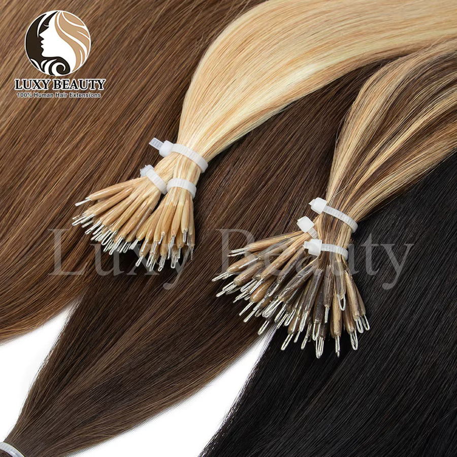 luxy beauty Echthaar-Extensions Nano-Ringe, Schwarz Braun, 30g - Bild 5