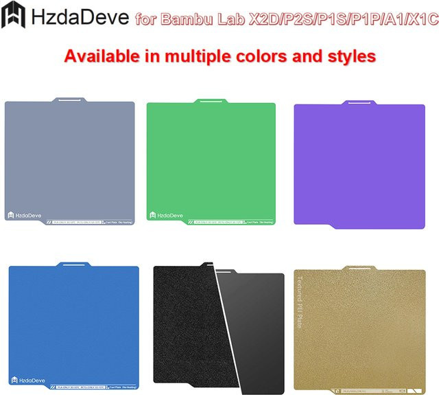 HzdaDeve Texturierte PEI Kühleplatte mit QR-Code für Lab X2D, P2S, P1S, P1P, A1 und X1C, B/T: 25,75 x 25,75 cm - Bild 1
