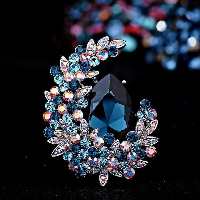 YIRAN Jewelry Brosche, Kristall, Mond, blau, Damen - Bild 1