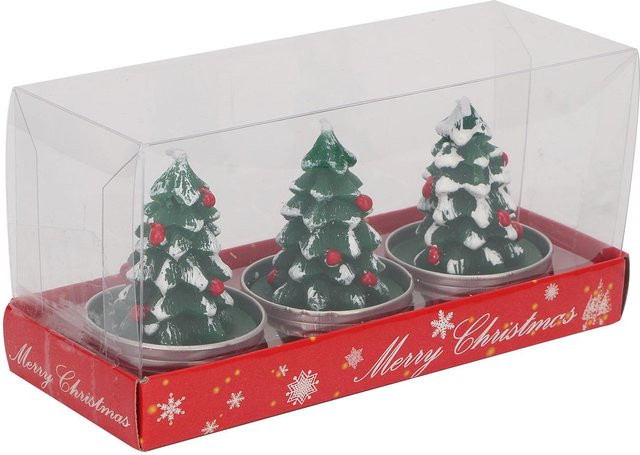 Handgefertigte Weihnachtsbaum-Teelichter von Koogeelife in Grau und Grün aus Bio-Wachs - Bild 1