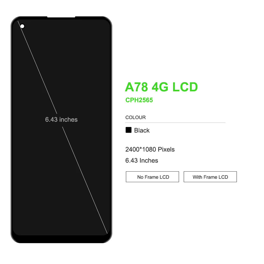 Oppo A78 4G Ersatz Display mit Rahmen, 6.43 Zoll AMOLED Touchscreen Digitalisierer in Schwarz - Bild 2
