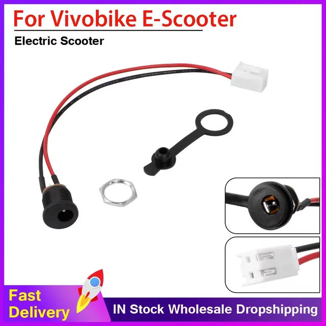 Vivobike Ersatz Ladestecker mit Rundlochbuchse in Schwarz für Elektroroller - Bild 1