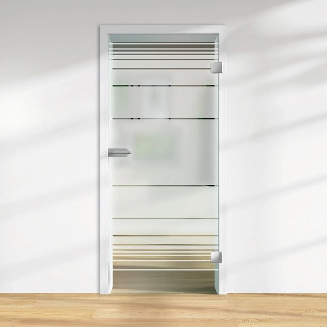 Skyscope Glasdrehtür ESG Floatglas Dekor Siebdruck Weiß DIN Rechts H x B x T: 197,2 x 83,4 x 0,8 cm - Bild 1