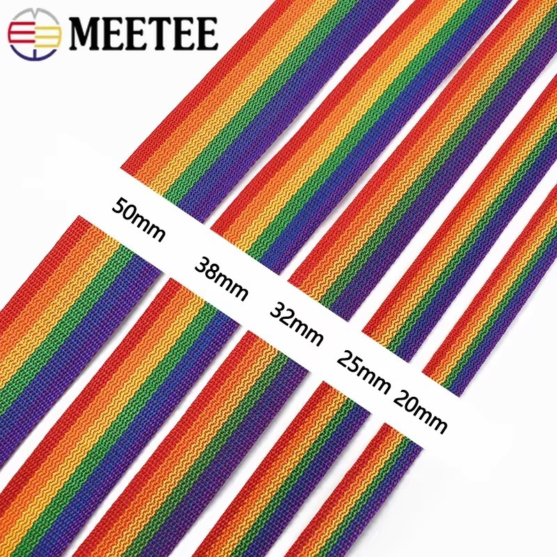 Meetee Regenbogen Gurtband aus Nylon und PP Geflecht in Mehrfarbig für Taschen, Gürtel und Haustierbänder - Bild 4