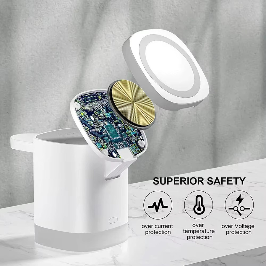 VIKEFON Faltbares kabelloses Ladegerät Travel Dock mit Lichtsteuerung für iPhone und Apple Watch sowie AirPods in Schwarz oder Weiß - Bild 4