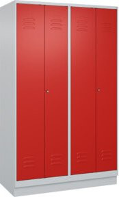 C+P Spind Classic PLUS mit Sockel, 4 Abteile, RAL 3020 Verkehrsrot und Grau, Zylinderschloss, H x B x T: 195 x 120 x 50 cm - Bild 1