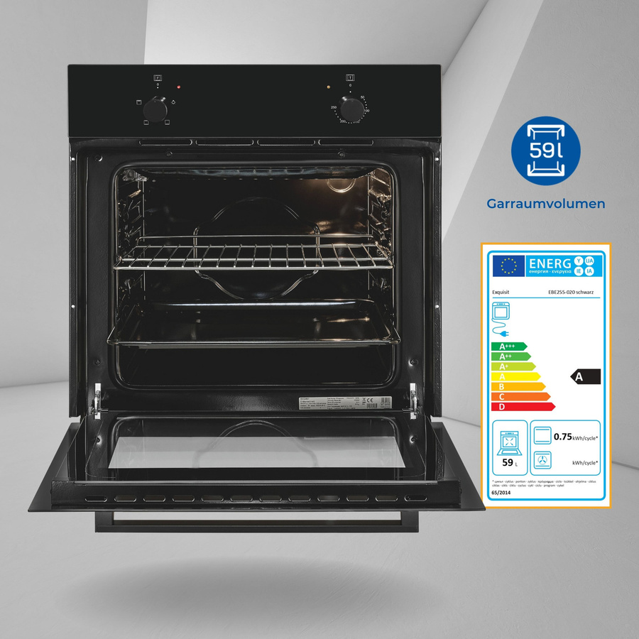 Exquisit Einbaubackofen EBE255-020 Schwarz mit 59 l Volumen - Bild 6