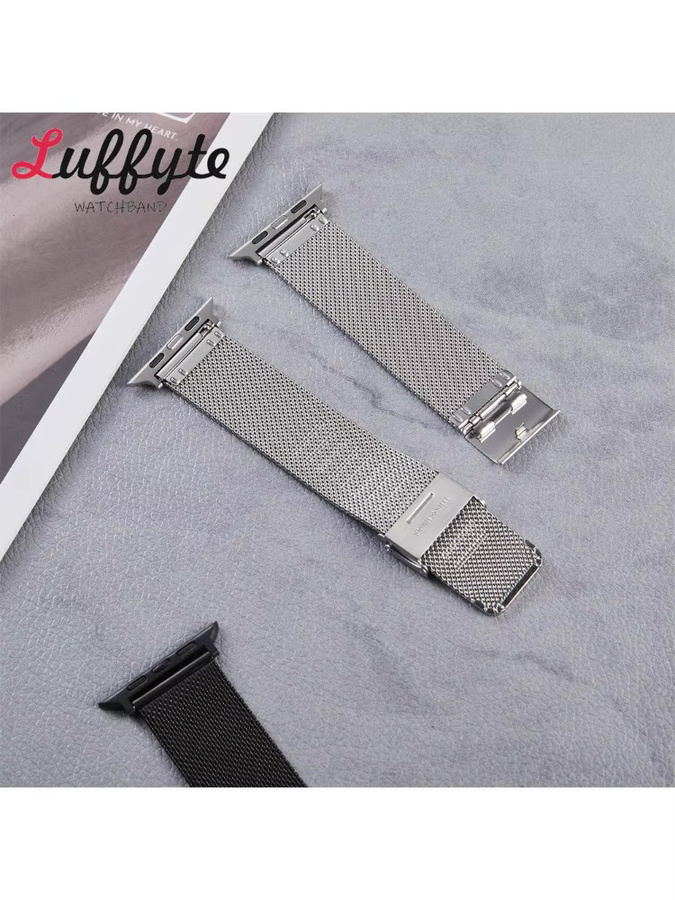 luffyte Uhrenarmband Mesh-Edelstahl, Silber, Unisex - Bild 2
