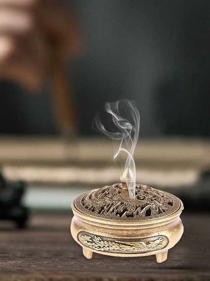 Longfeng Fingertip-Herd Weihrauchbrenner in Bronze mit antihaftbeschichtetem Pulvertablett für Aromatherapie - Bild 5
