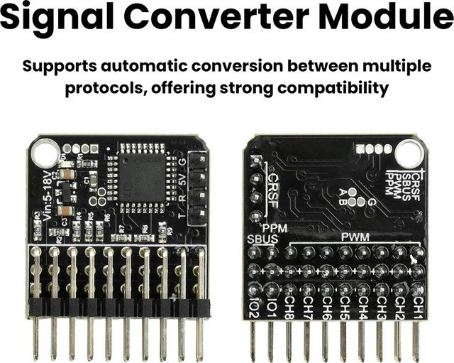 diymore 8-Kanal-Signalwandler PWM-Konvertierungsmodul in Schwarz für FPV-Drohnen mit automatischer Protokollkonvertierung und Echtzeit-Übertragung ohne Verzögerung - Bild 1