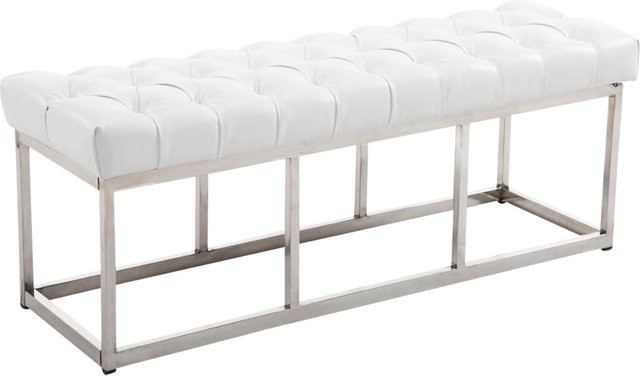 TPFLiving Sitzbank Amor in Weiß aus Kunstleder mit matt gebürstetem Edelstahlgestell, Breite: 120 cm - Bild 1