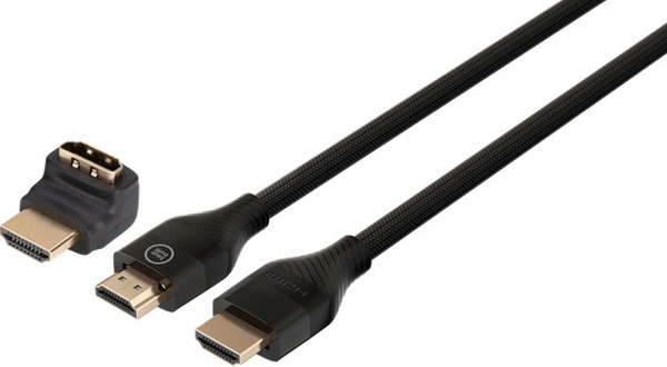 BlueBuilt HDMI Kabel 4K 60 Hz in Schwarz mit 90 Grad Adapter und 3 Meter Länge